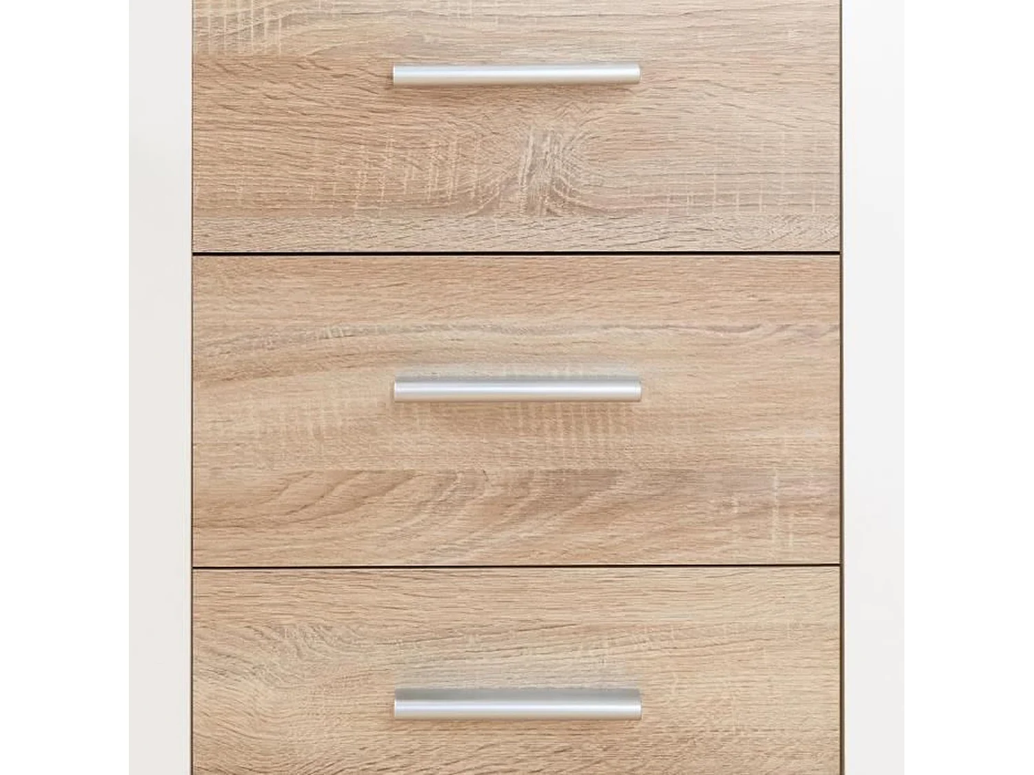 Aparador bajo 2 puertas y 4 cajones - Blanco y roble Sonoma - 122,6 x 34,2 x 81,1 cm