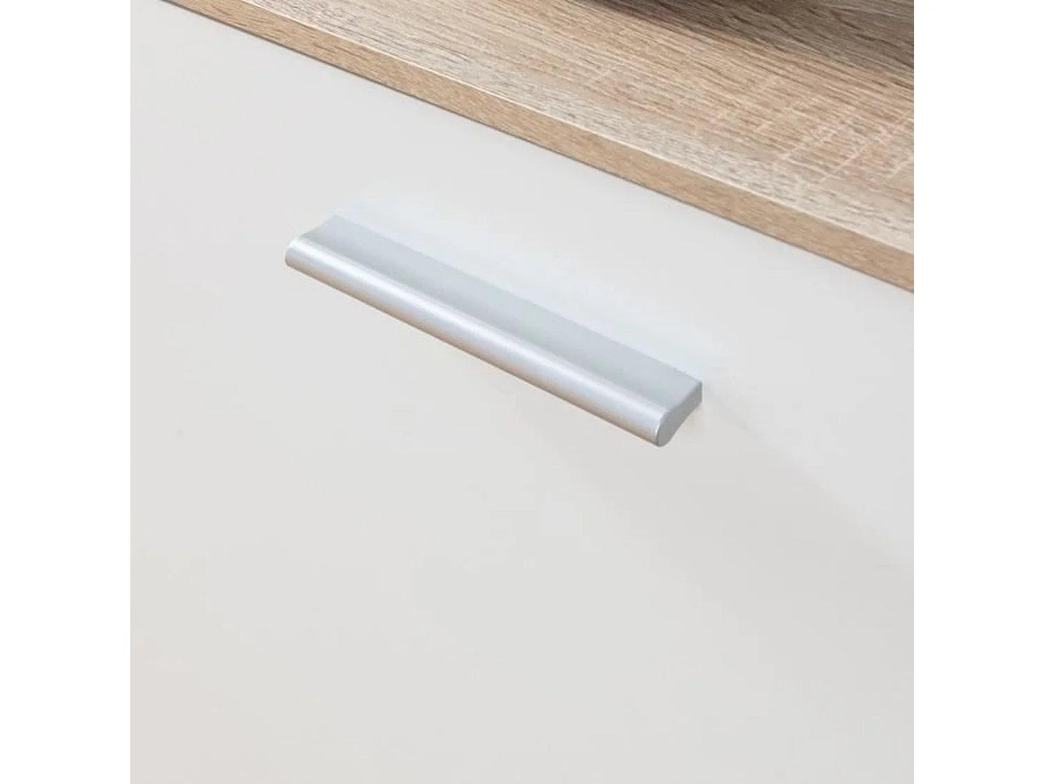 Aparador bajo 2 puertas y 4 cajones - Blanco y roble Sonoma - 122,6 x 34,2 x 81,1 cm