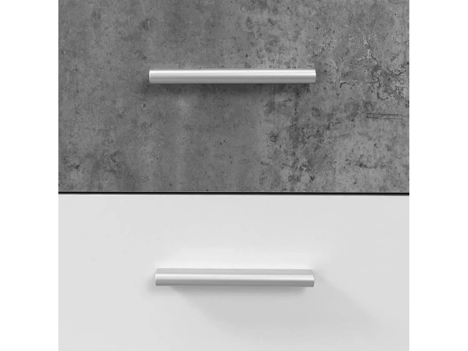 Credenza bassa 4 ante e 2 cassetti Bianco e cemento chiaro 162,3 x 34,2 x 88,1 cm