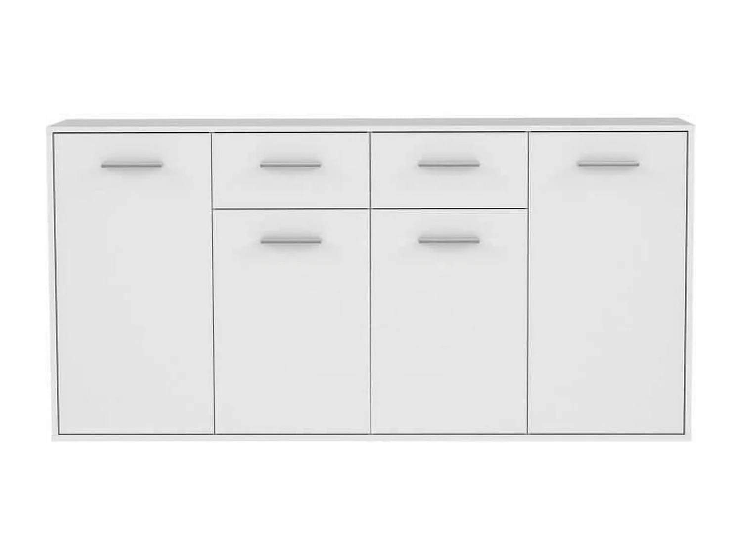 Buffet bas 4 portes et 2 tiroirs - Blanc mat - 162,3 x 34,2 x 88,1 cm