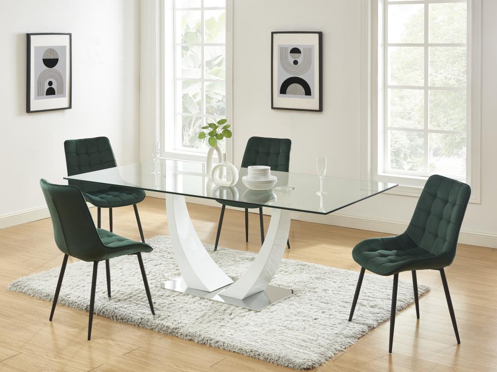 Polsterstuhl 6er-Set - Samt & schwarzes Metall - Grün - OLLUA günstig online kaufen