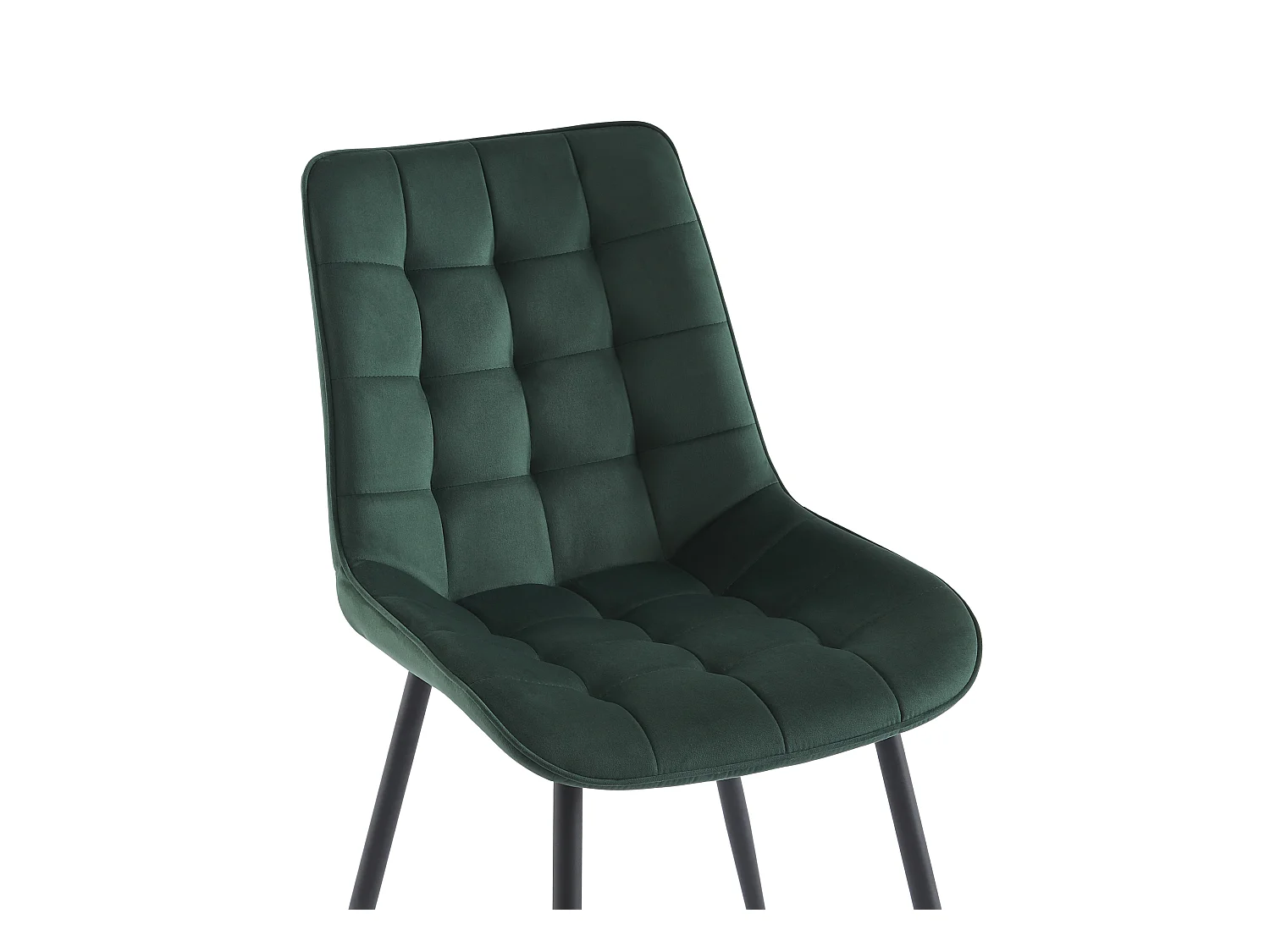 Conjunto de 6 cadeiras estofadas veludo e metal preto, cor verde - OLLUA