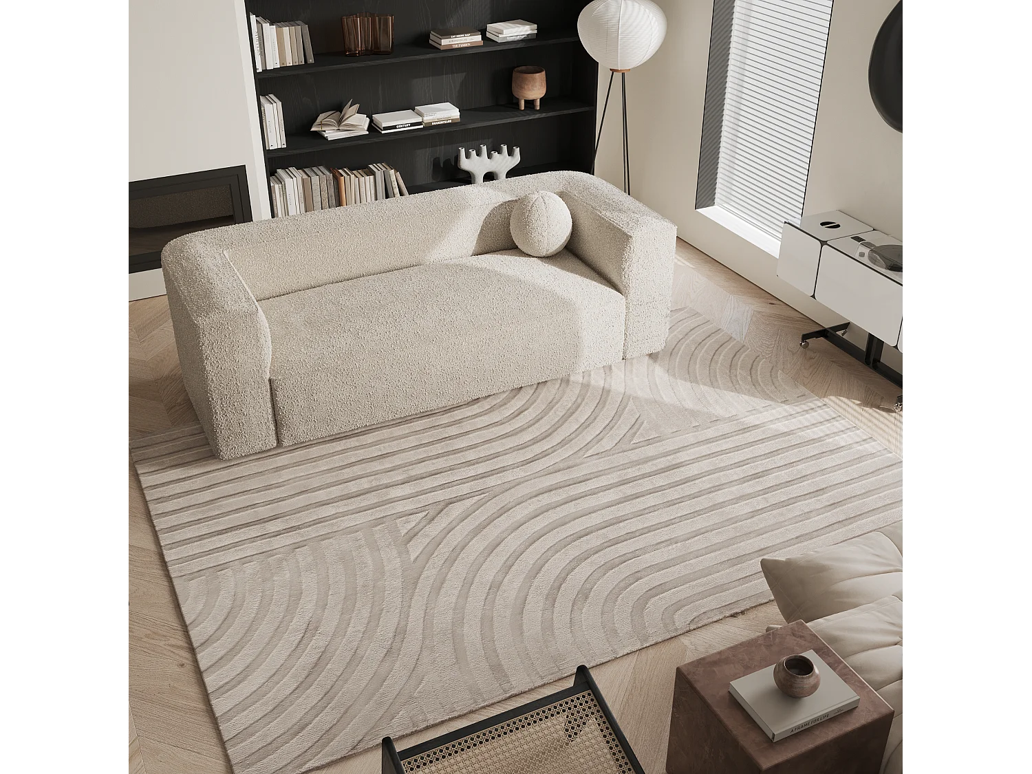 Tapis rectangulaire viscose beige 160x230cm Dana