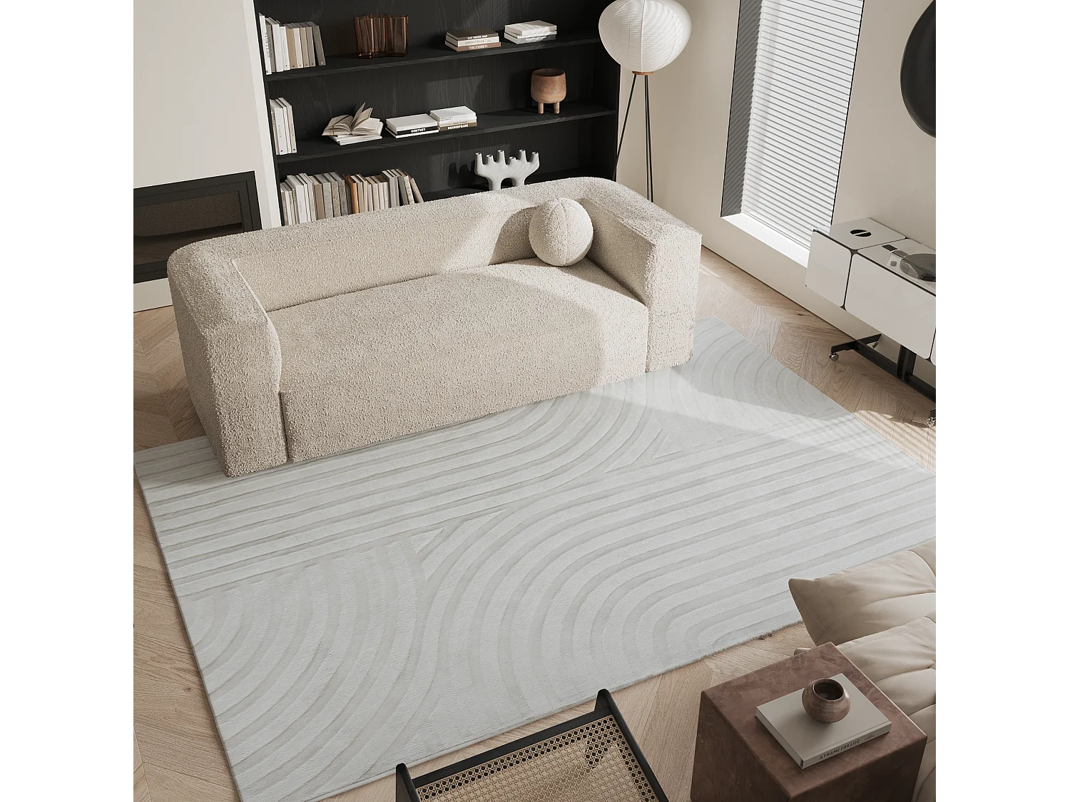 Tapis rectangulaire  viscose blanc cassé 160x230cm Dana