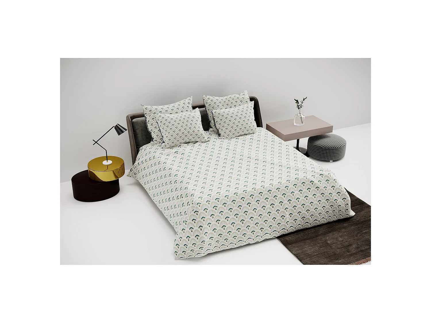 Ensemble housse de couette 240x220cm 2 taies d'oreiller 63x63cm