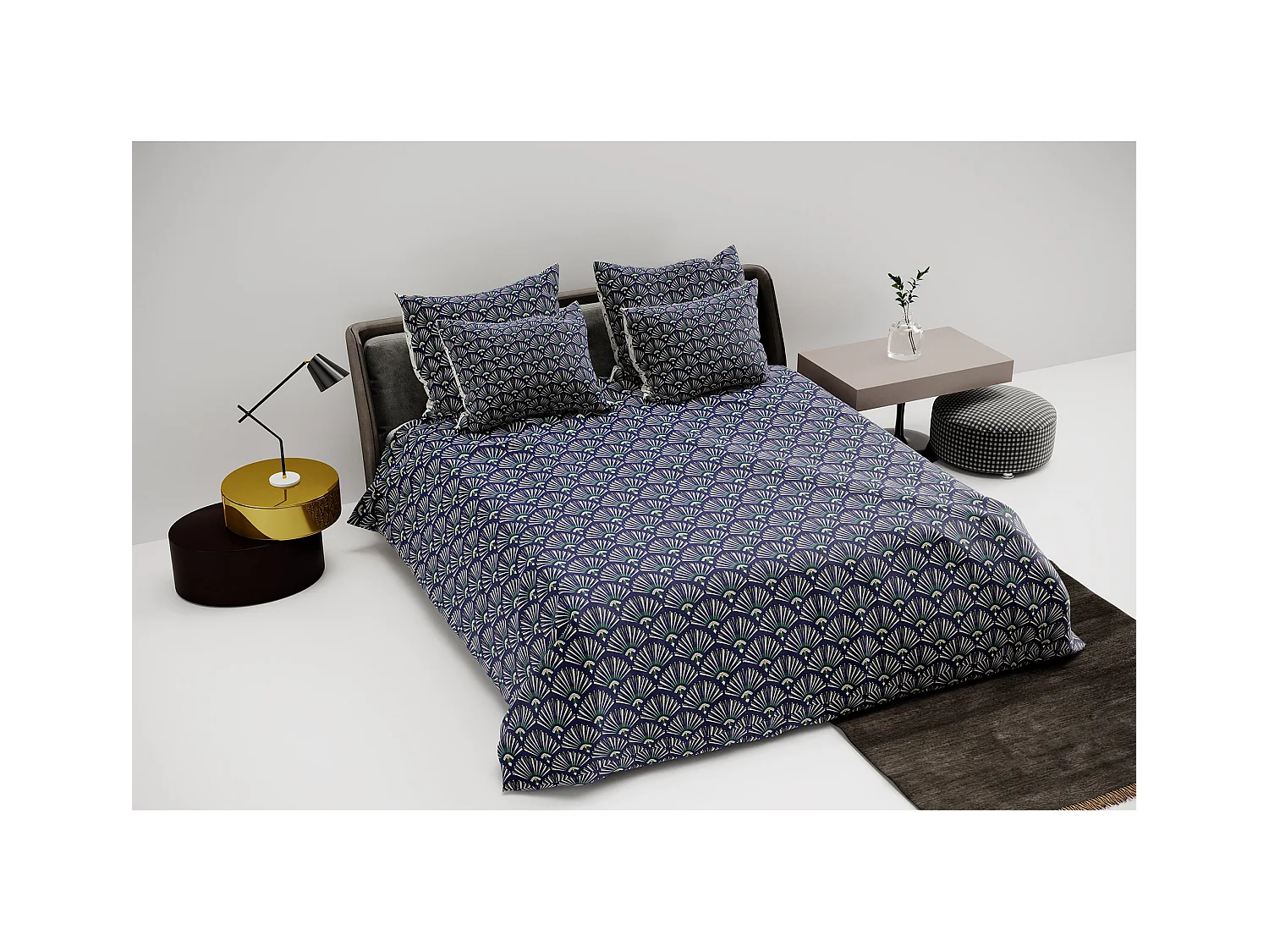 Ensemble housse de couette 240x220cm 2 taies d'oreiller 63x63cm