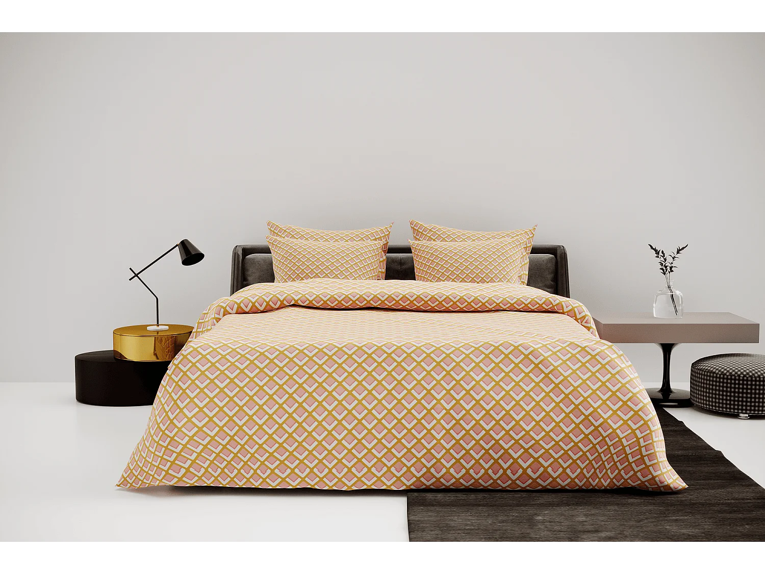 Ensemble housse de couette 240x220cm 2 taies d'oreiller 63x63cm