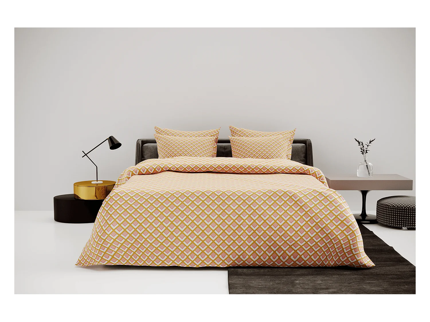 Ensemble housse de couette 240x220cm 2 taies d'oreiller 63x63cm