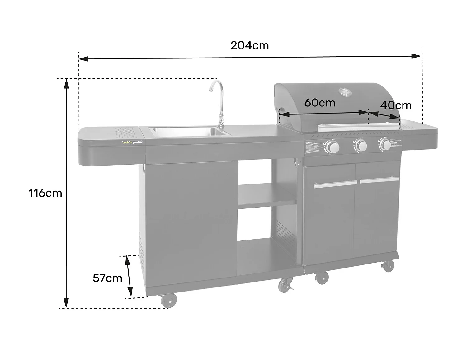 Cuisine extérieure modulable FYRA - 3 brûleurs - COOK'IN GARDEN