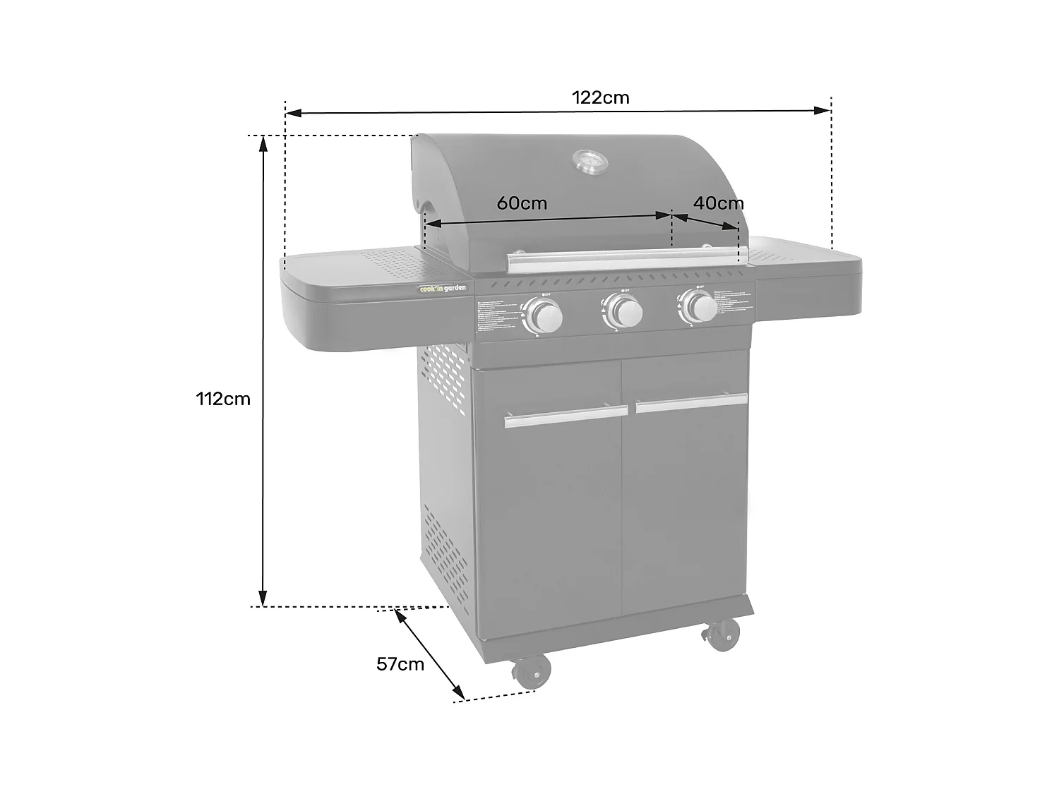 Barbecue au gaz FYRA avec thermomètre - 3 brûleurs - COOK'IN GARDEN