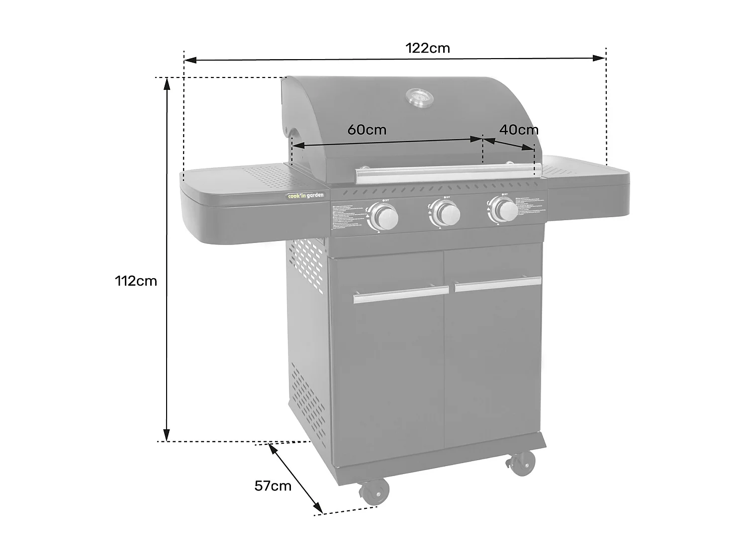 Barbecue au gaz FYRA avec thermomètre - 3 brûleurs - COOK'IN GARDEN