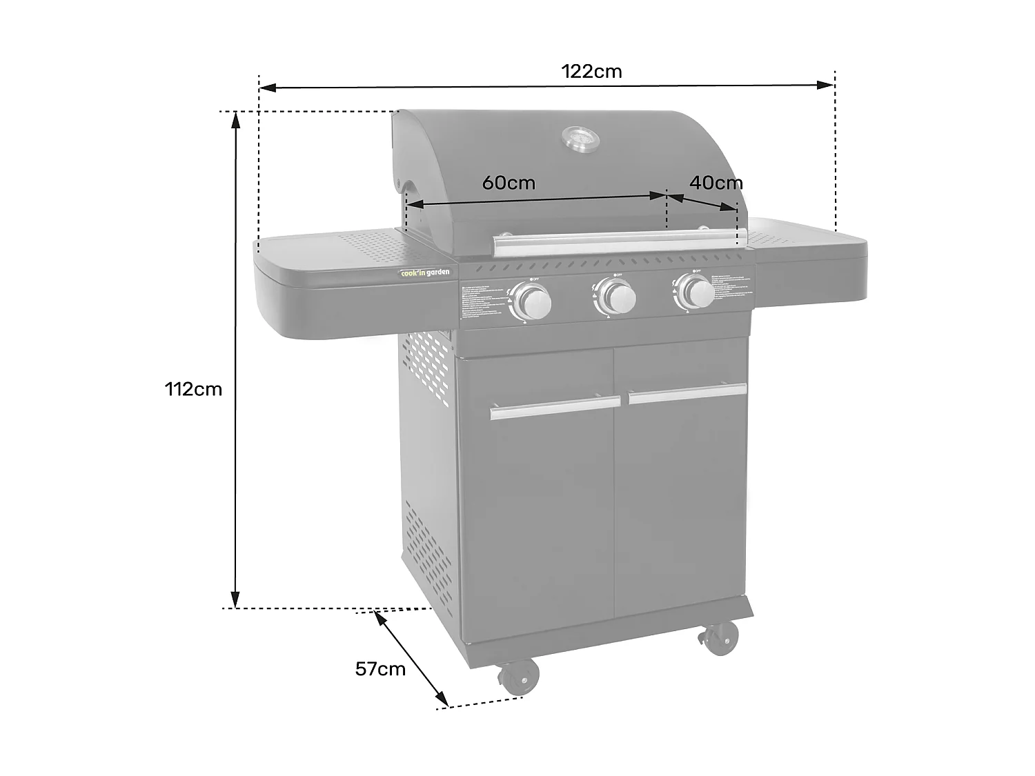 Barbecue au gaz FYRA avec thermomètre - 3 brûleurs - COOK'IN GARDEN