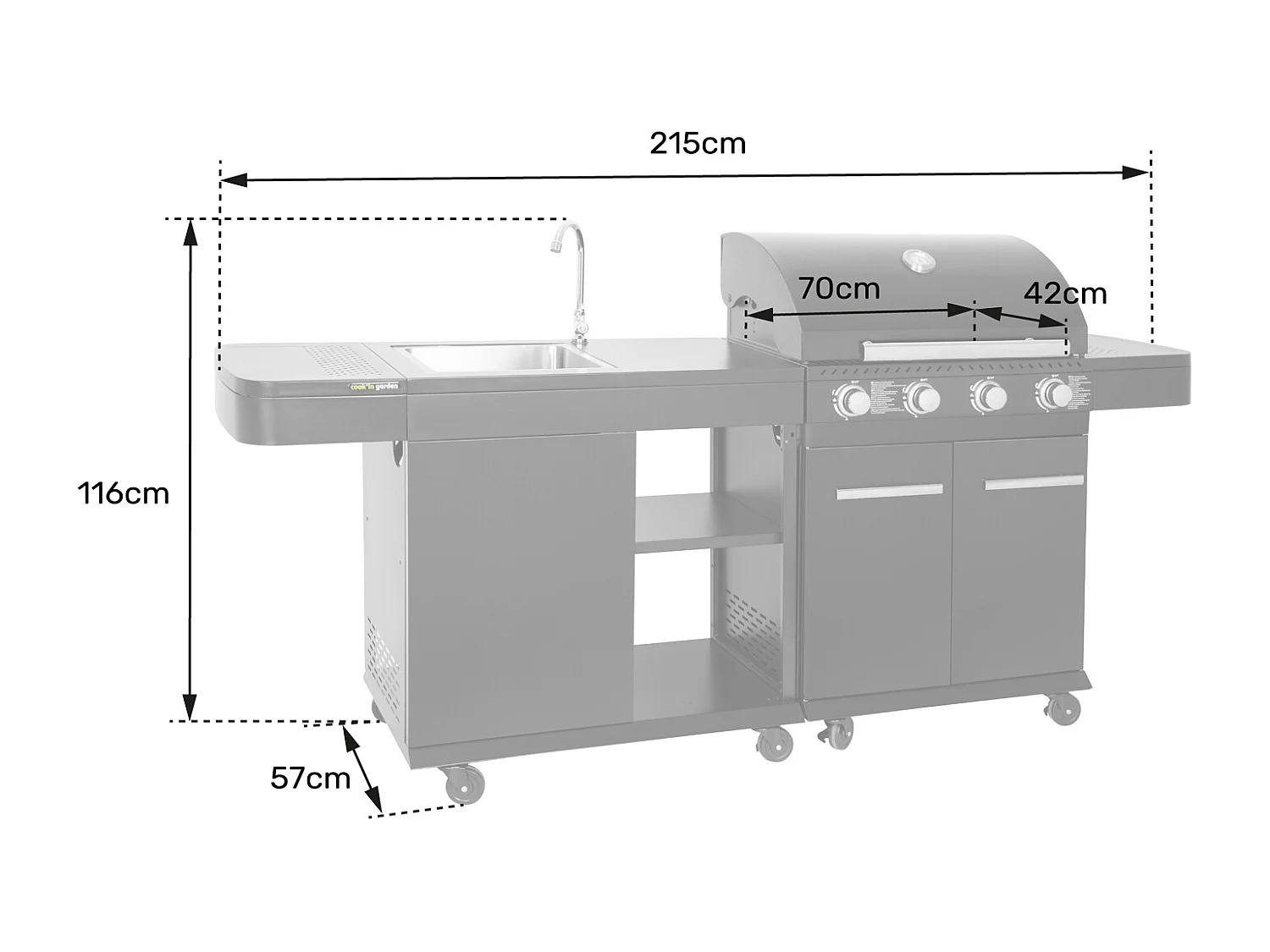 Cuisine extérieure modulable FYRA - 4 brûleurs - COOK'IN GARDEN
