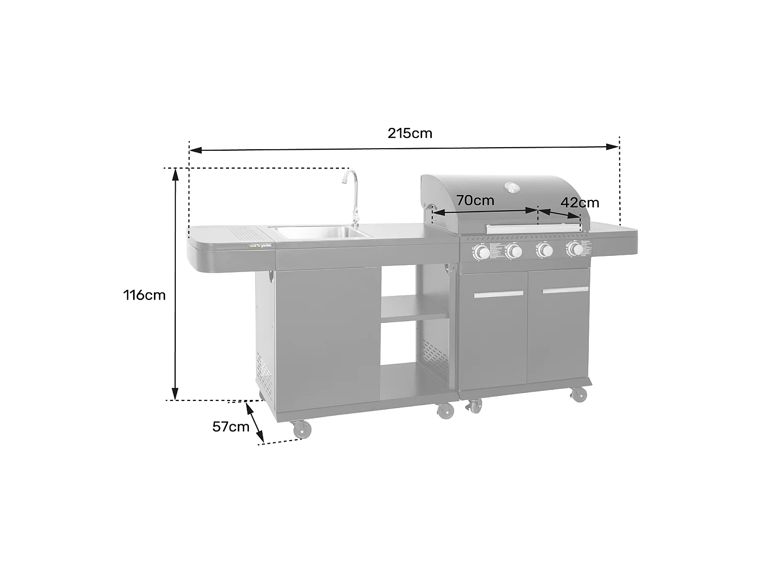 Cuisine extérieure modulable FYRA - 4 brûleurs - COOK'IN GARDEN
