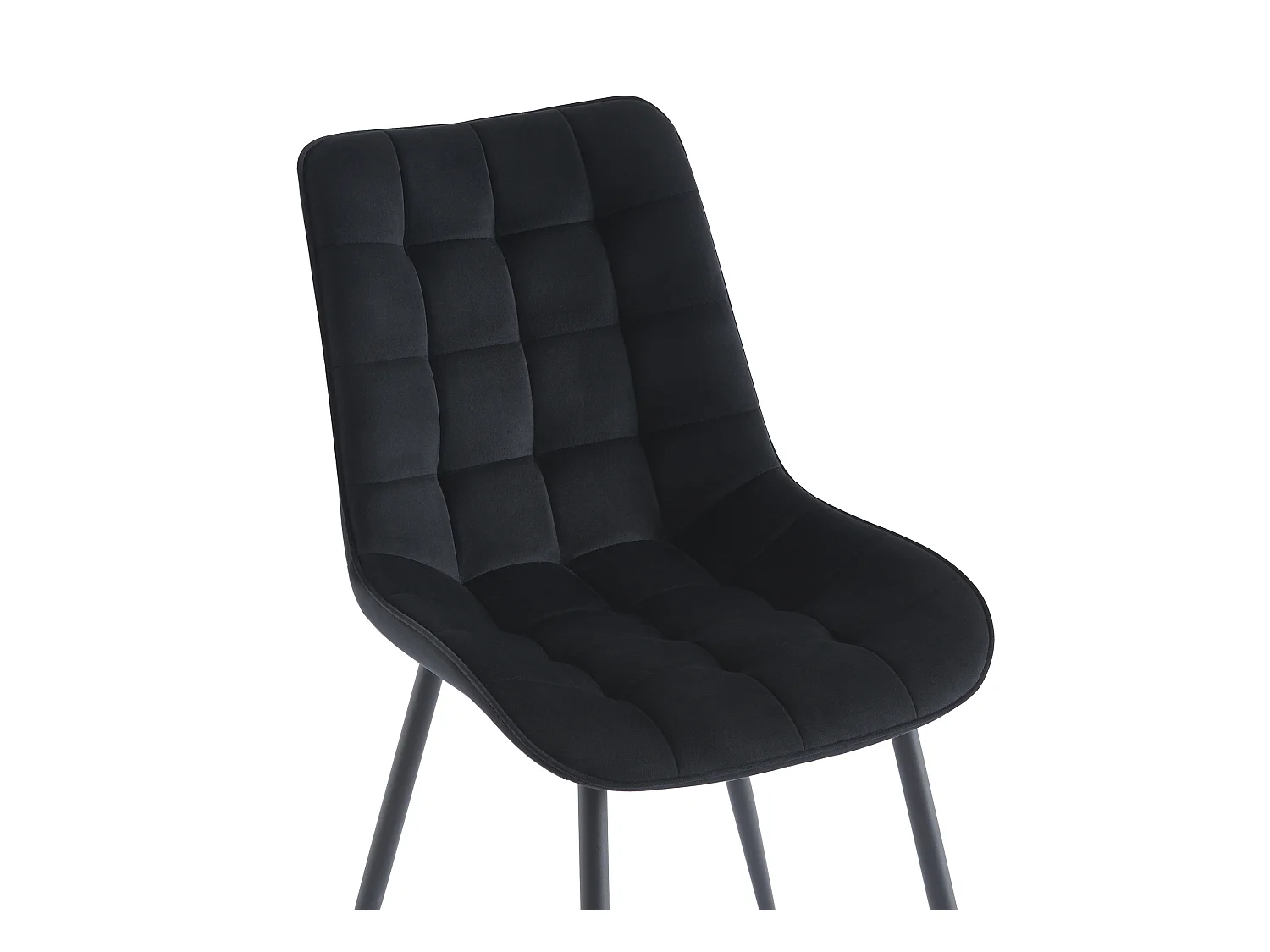 Set van 6 gestoffeerde stoelen - Velours en zwart metaal - Zwart - OLLUA