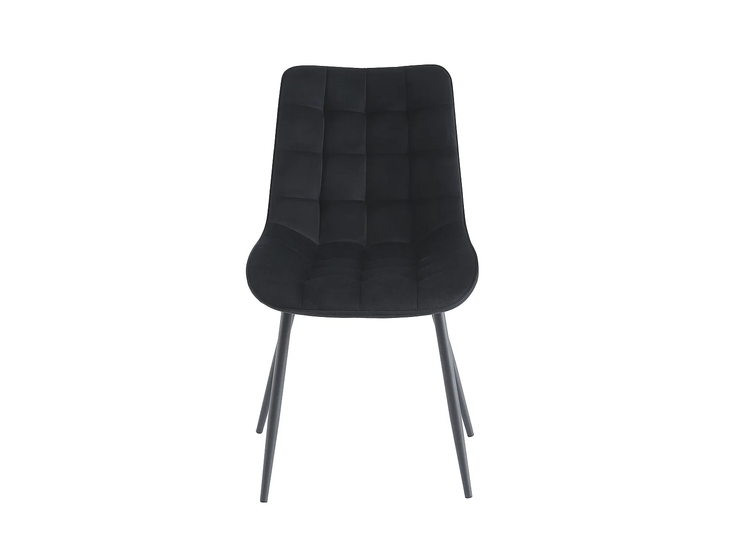 Polsterstuhl 6er-Set - Samt & schwarzes Metall - Schwarz - OLLUA