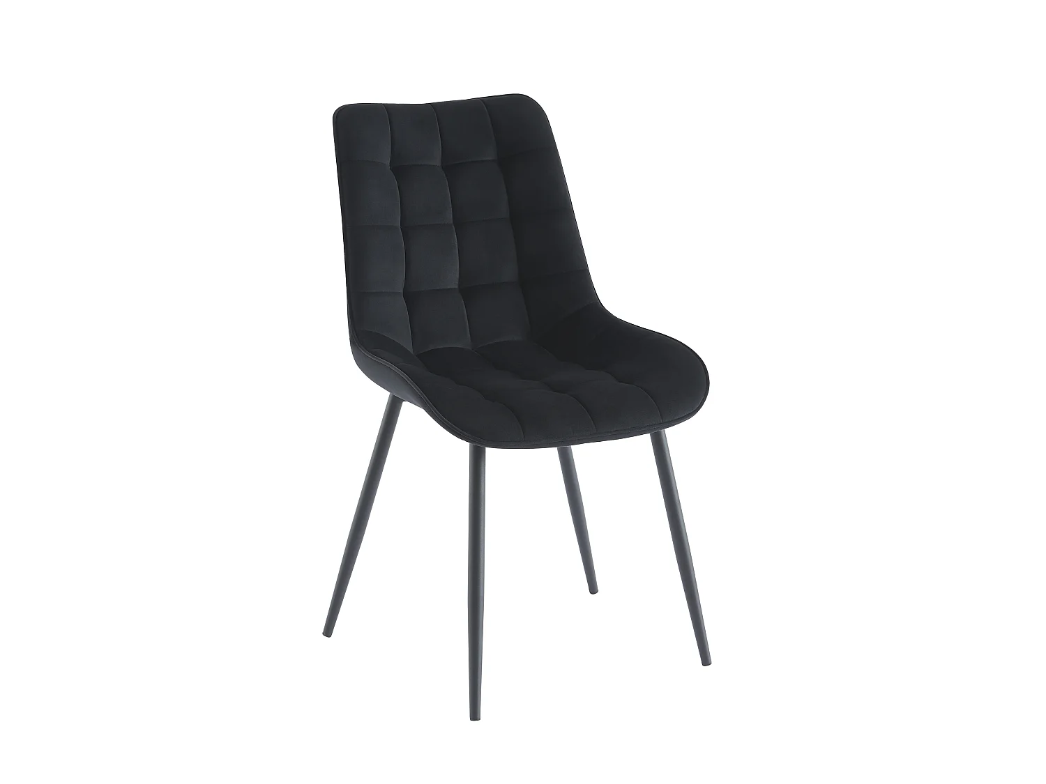 Polsterstuhl 6er-Set - Samt & schwarzes Metall - Schwarz - OLLUA