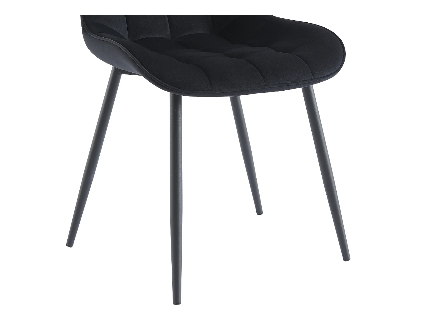 Polsterstuhl 6er-Set - Samt & schwarzes Metall - Schwarz - OLLUA