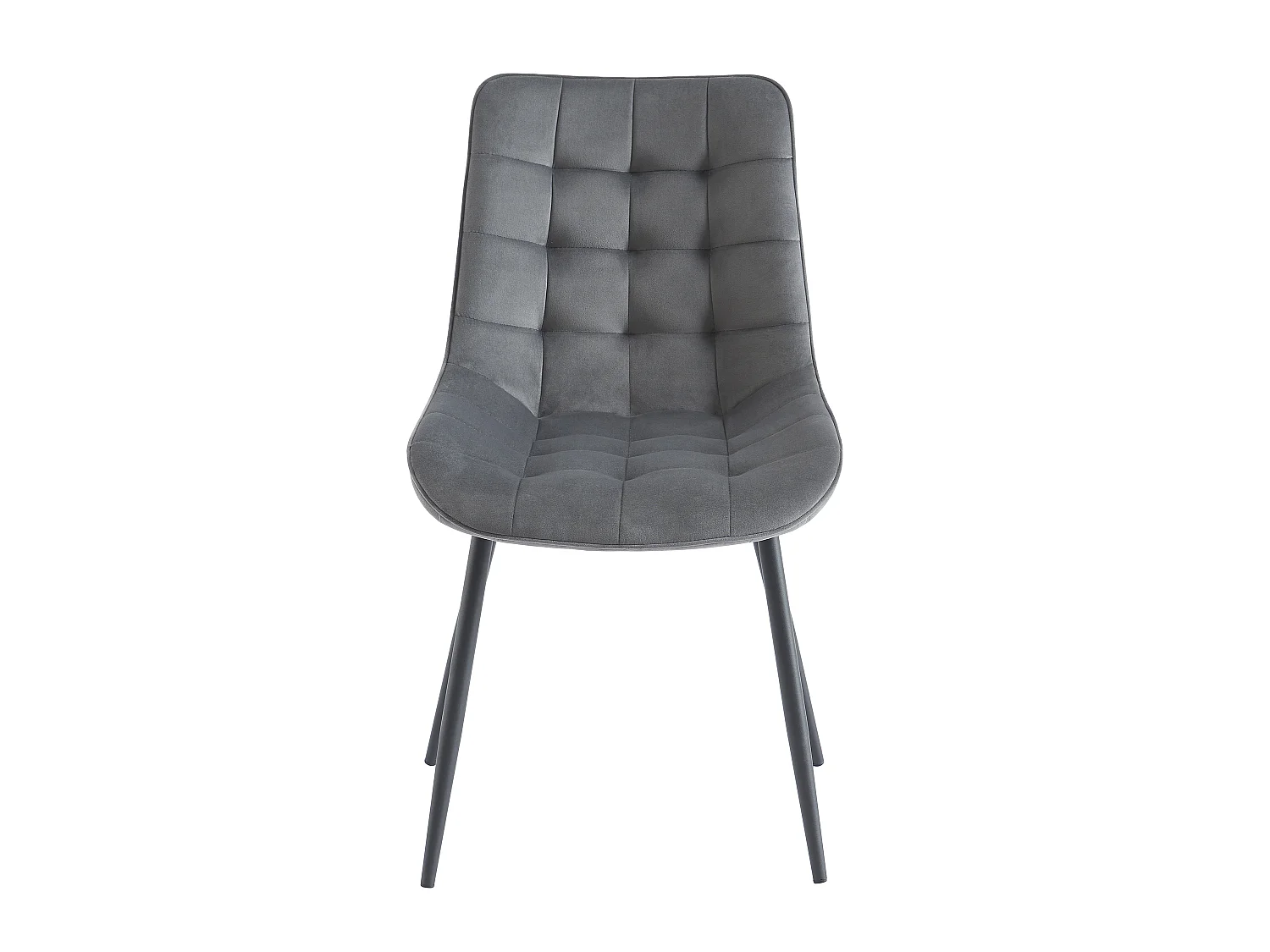 Lot de 6 chaises matelassées - Velours et métal noir - Gris - OLLUA
