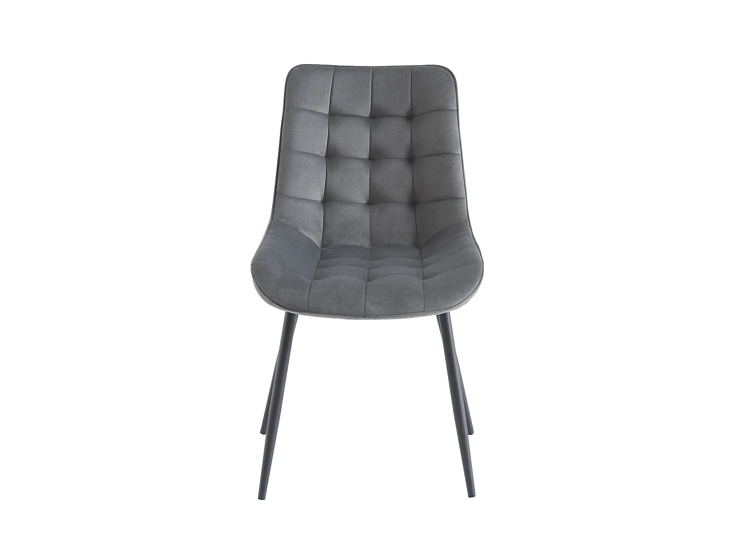 Sett med 6 polstrede stoler - Fløyel og sort metall - Grå - OLLUA