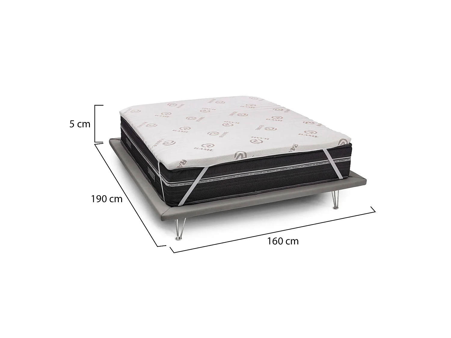 Topper duplo Dgiorgi, Topper renova colchão com capa removível em Memory Foam e fibras de cobre, 100% Fabricado na Itália, Antiácaro e Hipoalergênico, 160x190h5 cm
