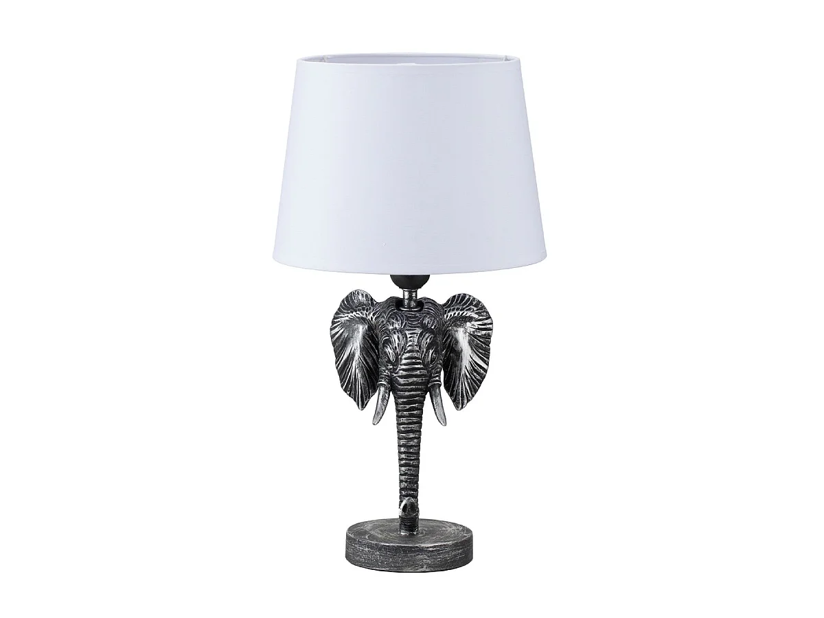 Lampe de table Argent et blanche Tête d'Éléphant 45 cm
