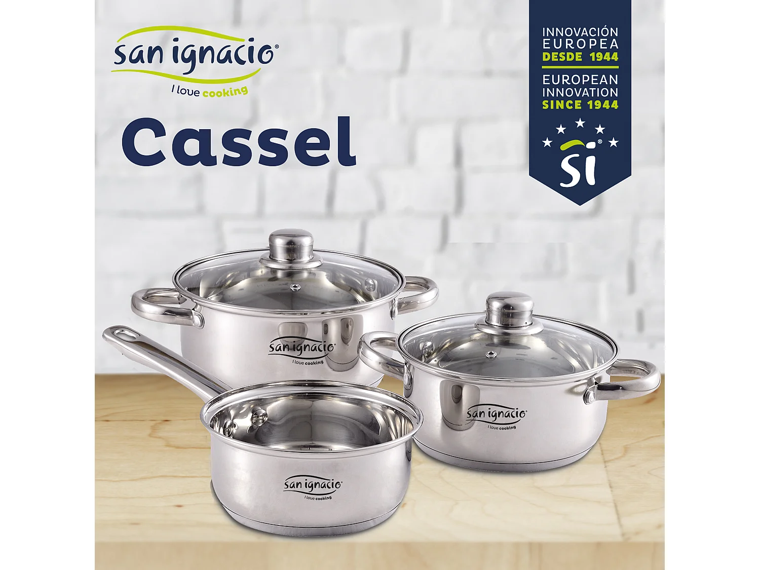Batería de cocina Cassel San Ignacio 5 piezas acero inox 16/18/20 cm
