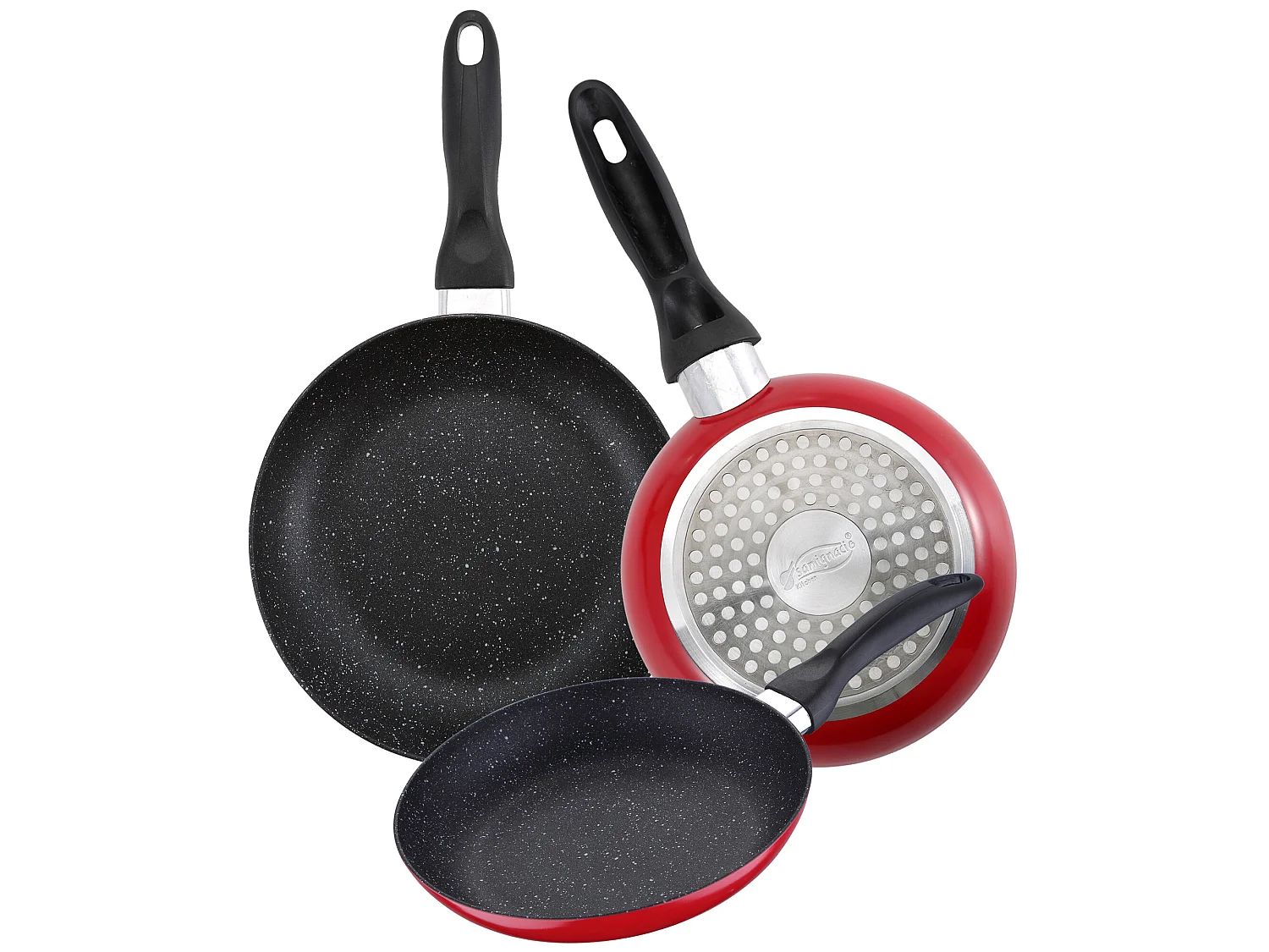 Set de 3 poêles avec revêtement en marbre ø16 cm ø20 cm ø24 cm ø24 cm