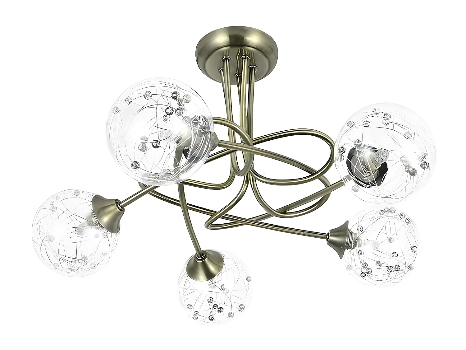 Lampe plafond 5 lumières RIO DE JANEIRO fini cuir FABRILAMP