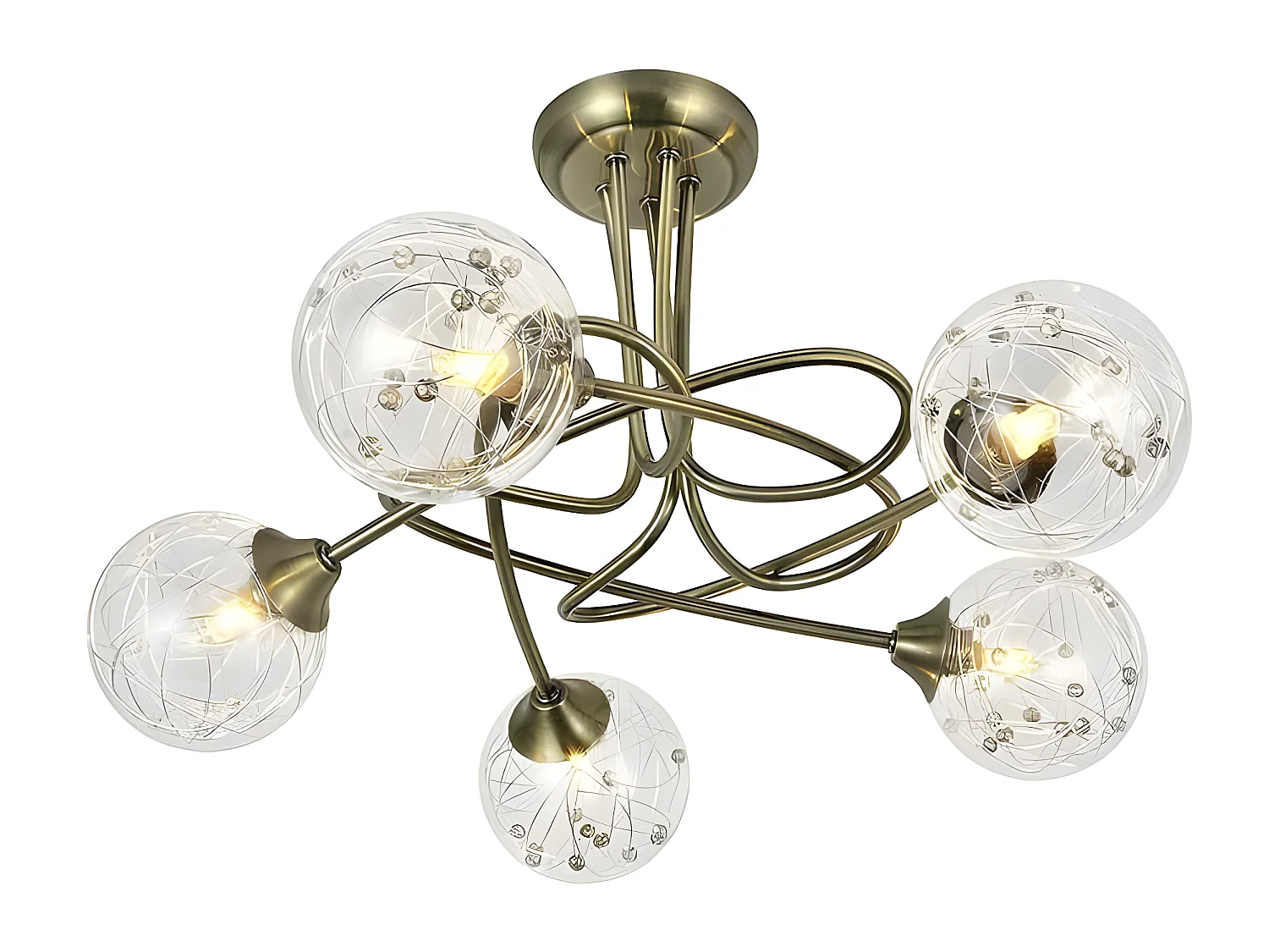 Lampe plafond 5 lumières RIO DE JANEIRO fini cuir FABRILAMP