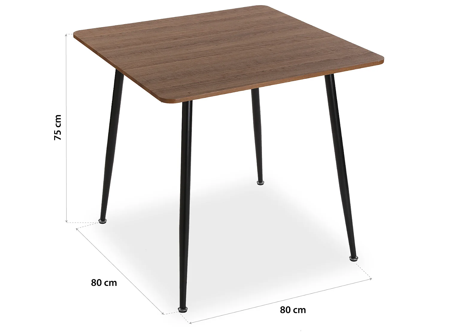 Table de Salle à manger Iulia, 75 x 80 x 80 cm, Bois, PVC et métal, Marron et noir
