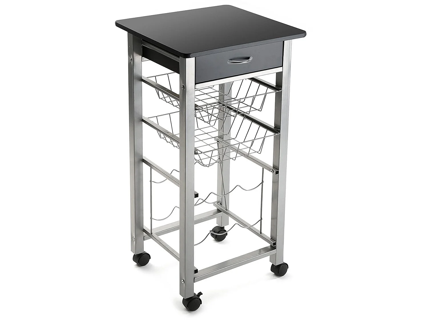 Desserte de cuisine Leicester, 82 x 40 x 40 cm, Bois et métal, Noir