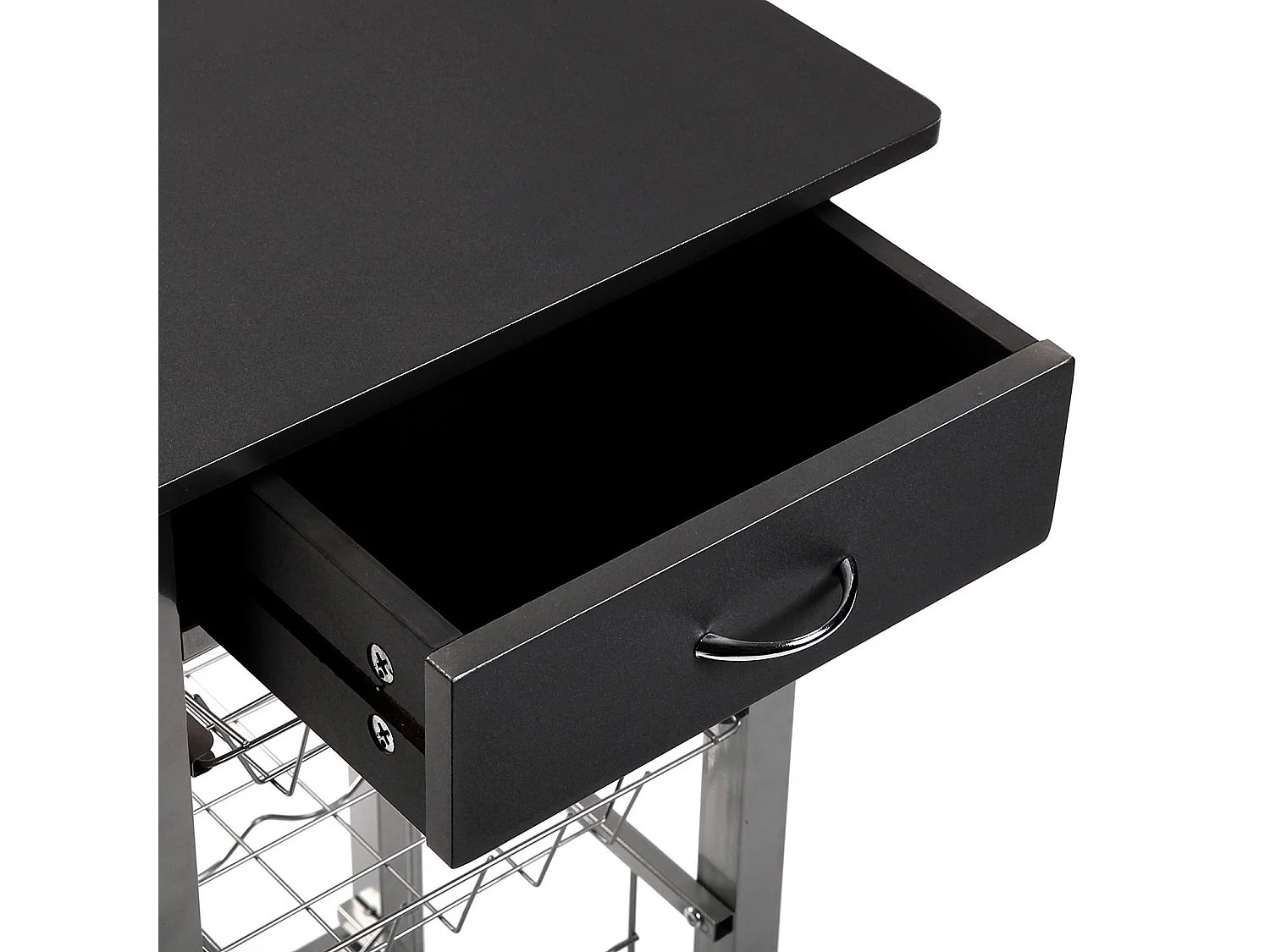 Desserte de cuisine Leicester, 82 x 40 x 40 cm, Bois et métal, Noir