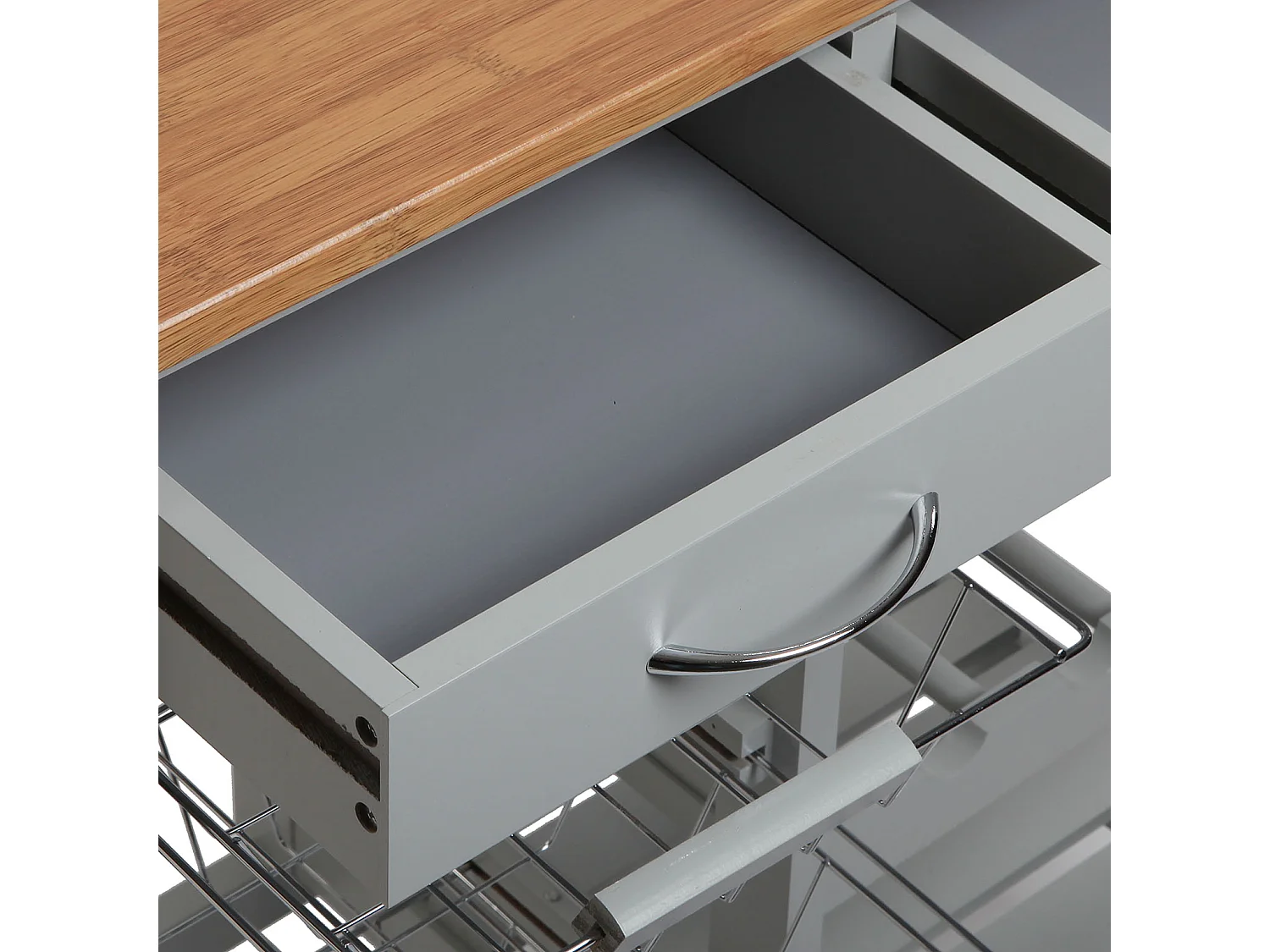 Desserte de cuisine Picton, 76 x 37 x 66 cm, Bois, Gris et marron