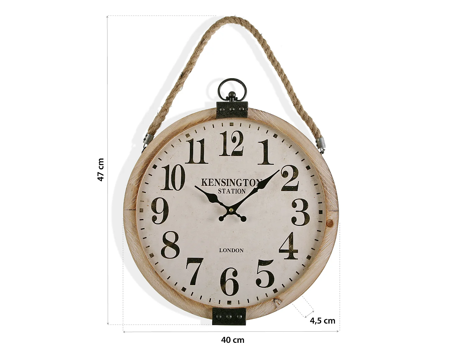 Horloge Murale Byron, 47 x 4,5 x 40 cm, Métal, Blanc