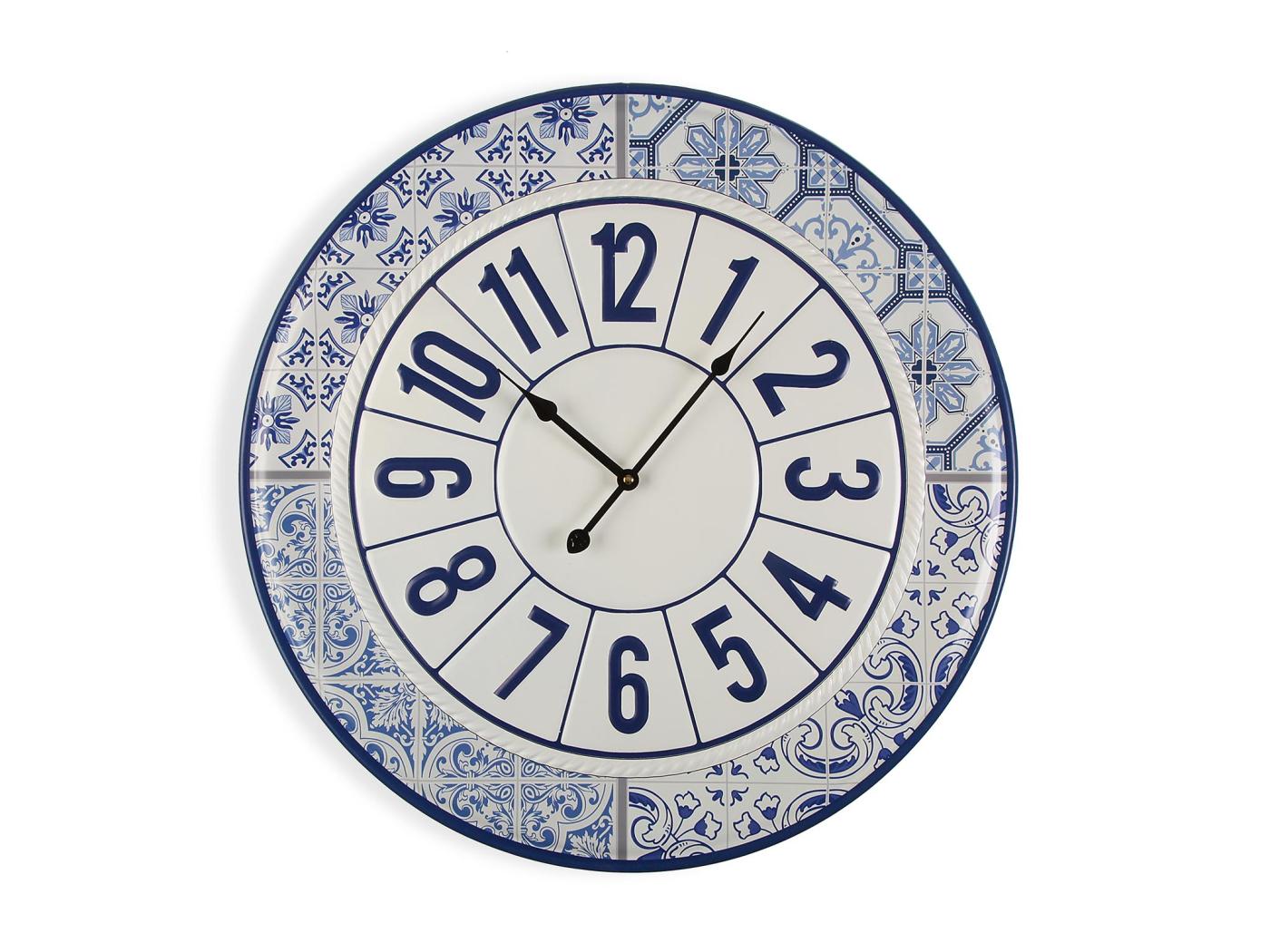 Dingli Horloge Murale Pour La Cuisine Pendule Pour Salon X X Cm M Tal Bleu Et Blanc