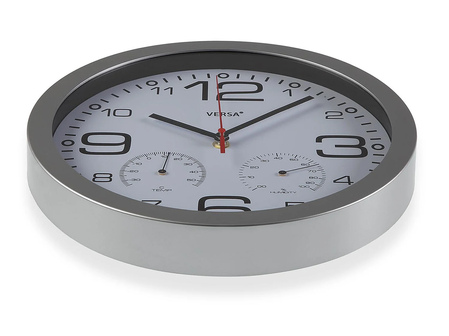 Horloge Murale Pamuk, 30 x 4,1 x 30 cm, Aluminium et verre, Blanc et gris