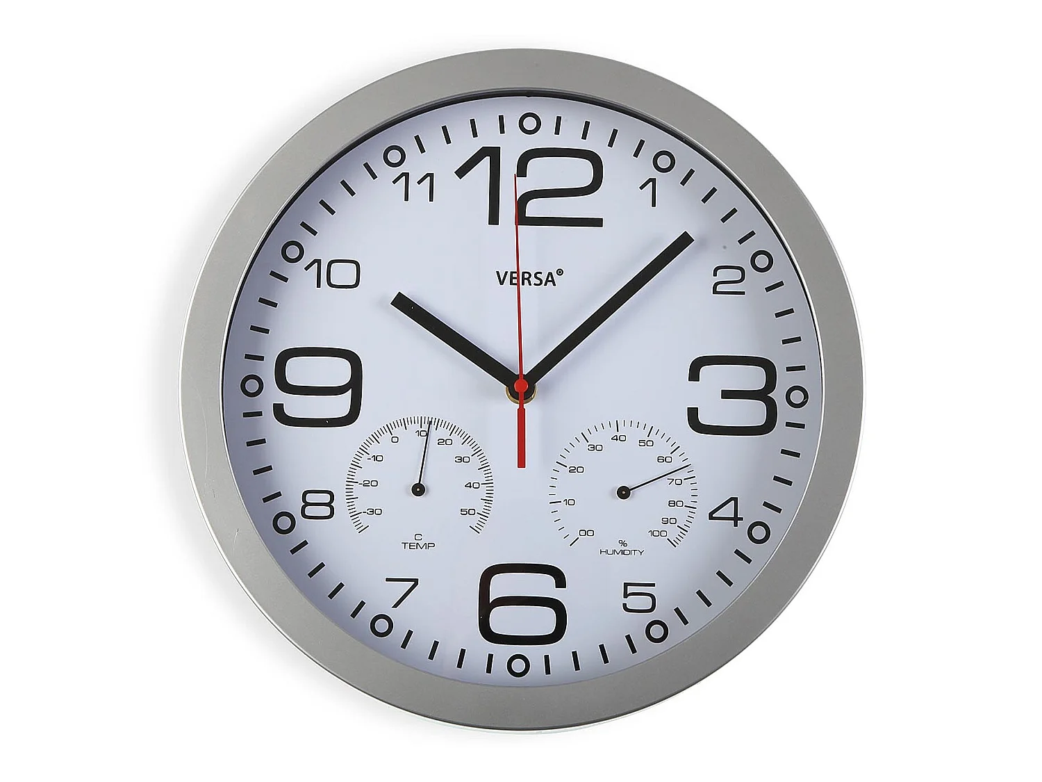 Horloge Murale Pamuk, 30 x 4,1 x 30 cm, Aluminium et verre, Blanc et gris