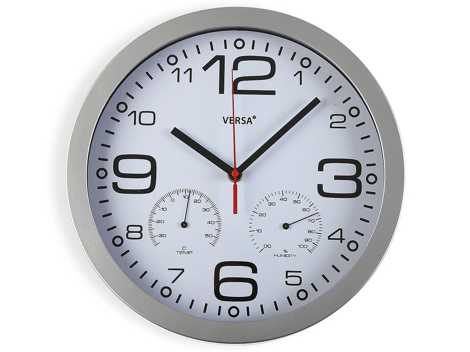 Horloge Murale Pamuk, 30 x 4,1 x 30 cm, Aluminium et verre, Blanc et gris