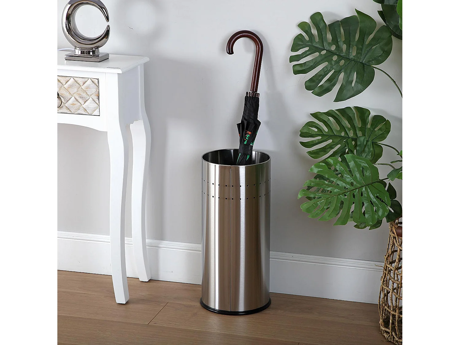 Lonati Portaombrelli per Ingresso, Corridoio, Camera, Giardino. Portaombrelli Piccolo e Moderno, Argento, 50x23,5x23,5cm