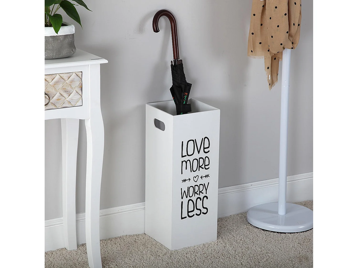 Fluor Paragüero para la Entrada, Habitación o Hall, Porta paraguas moderno, Blanco y negro, 53x21x21cm