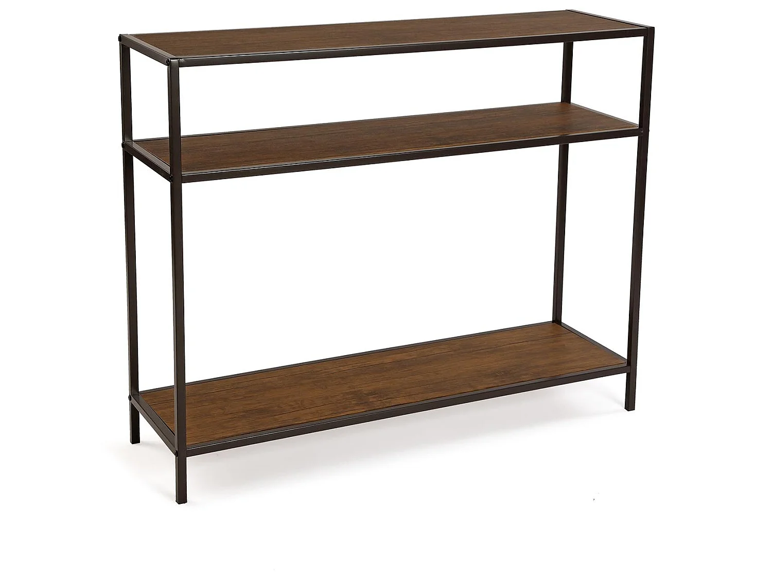 Table Console Berlin, 80 x 30 x 100 cm, Bois et métal, Marron et noir