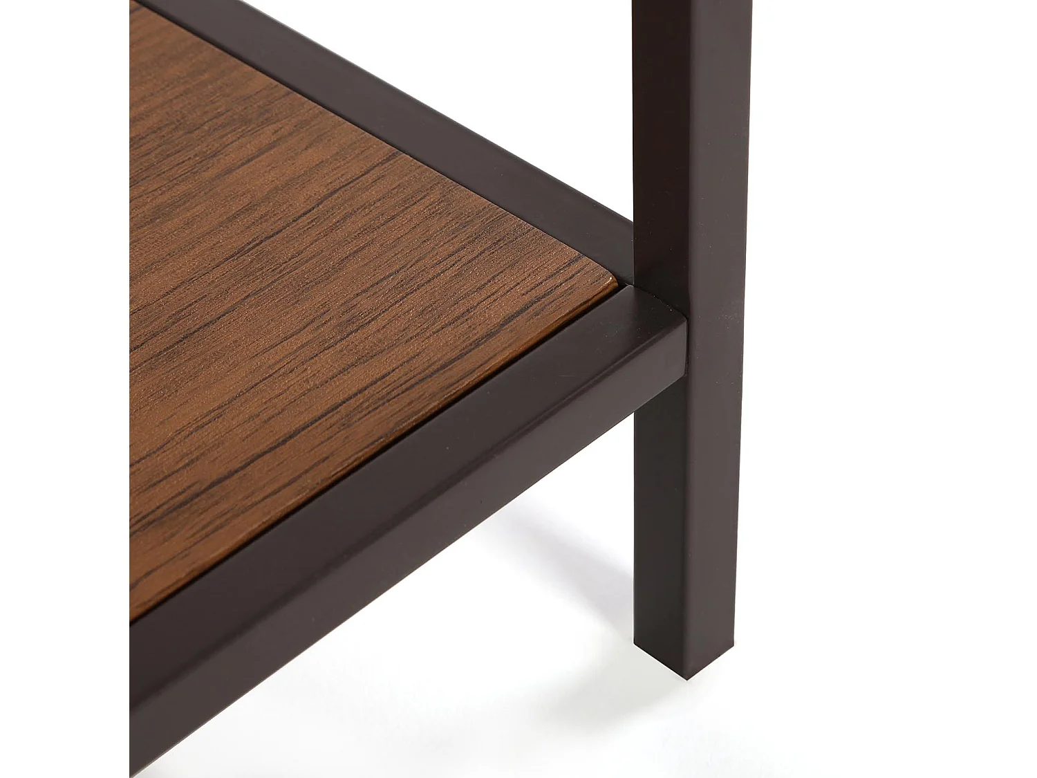 Table Console Berlin, 80 x 30 x 100 cm, Bois et métal, Marron et noir