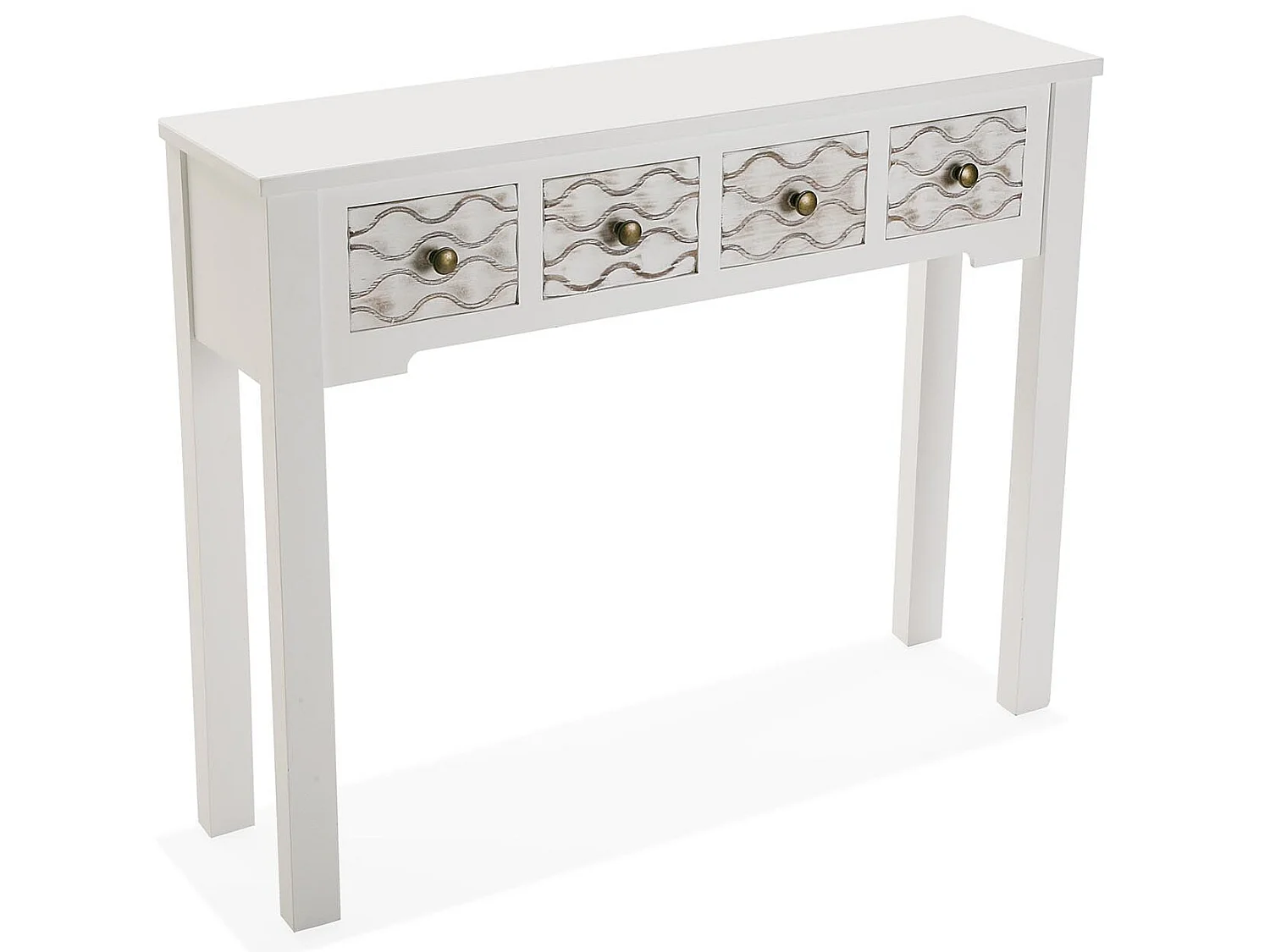 Table Console Safira, 79 x 25 x 97 cm, Bois, Blanc et marron