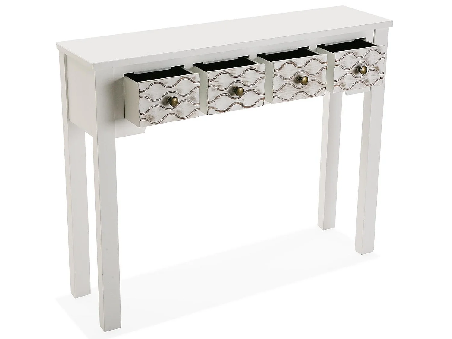Table Console Safira, 79 x 25 x 97 cm, Bois, Blanc et marron