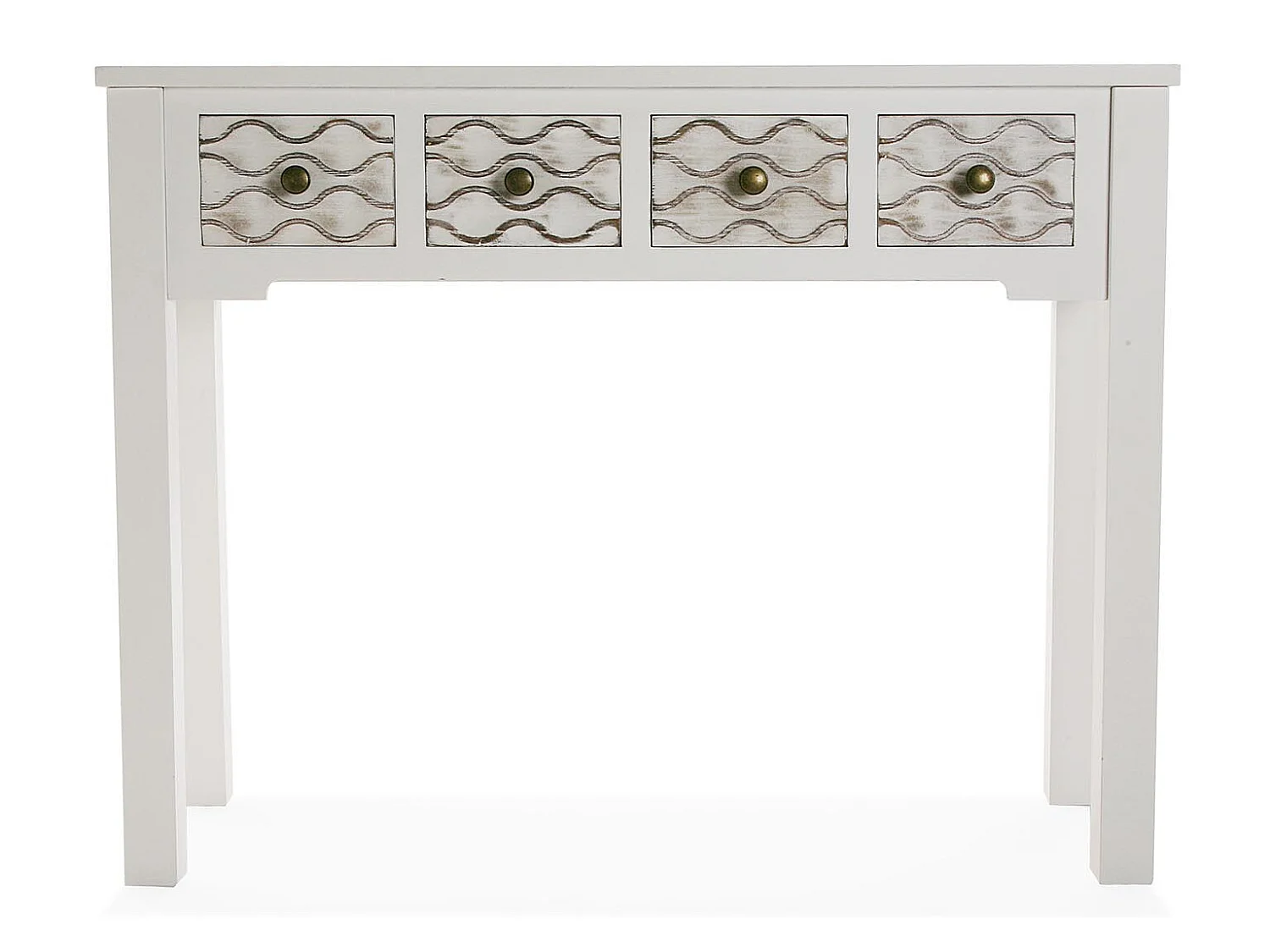 Table Console Safira, 79 x 25 x 97 cm, Bois, Blanc et marron
