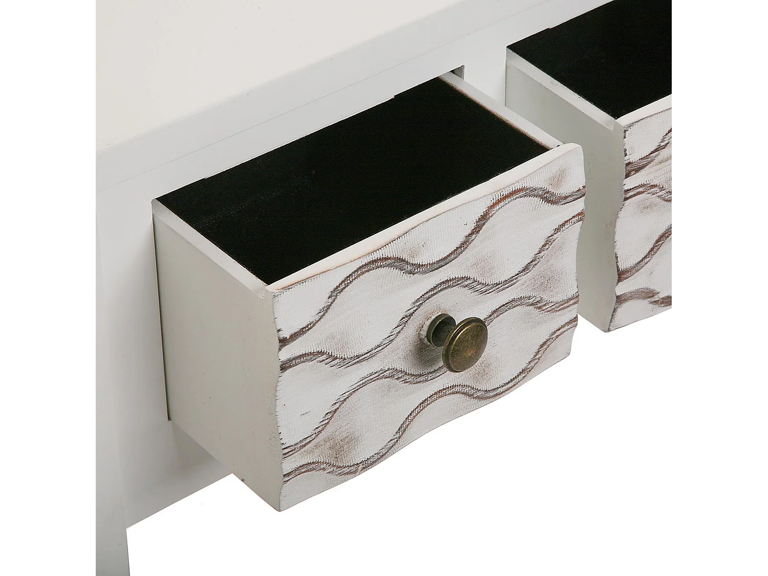 Table Console Safira, 79 x 25 x 97 cm, Bois, Blanc et marron