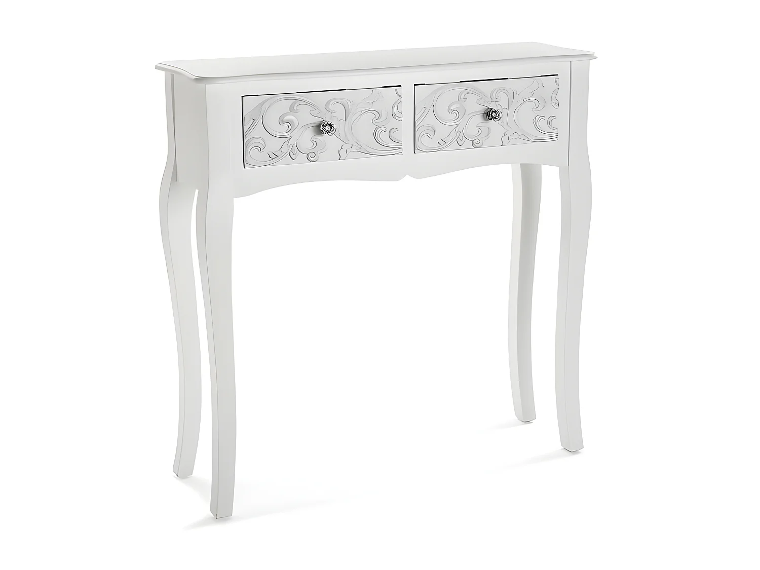 Table Console Anjali, 80 x 25 x 80 cm, Bois, Blanc