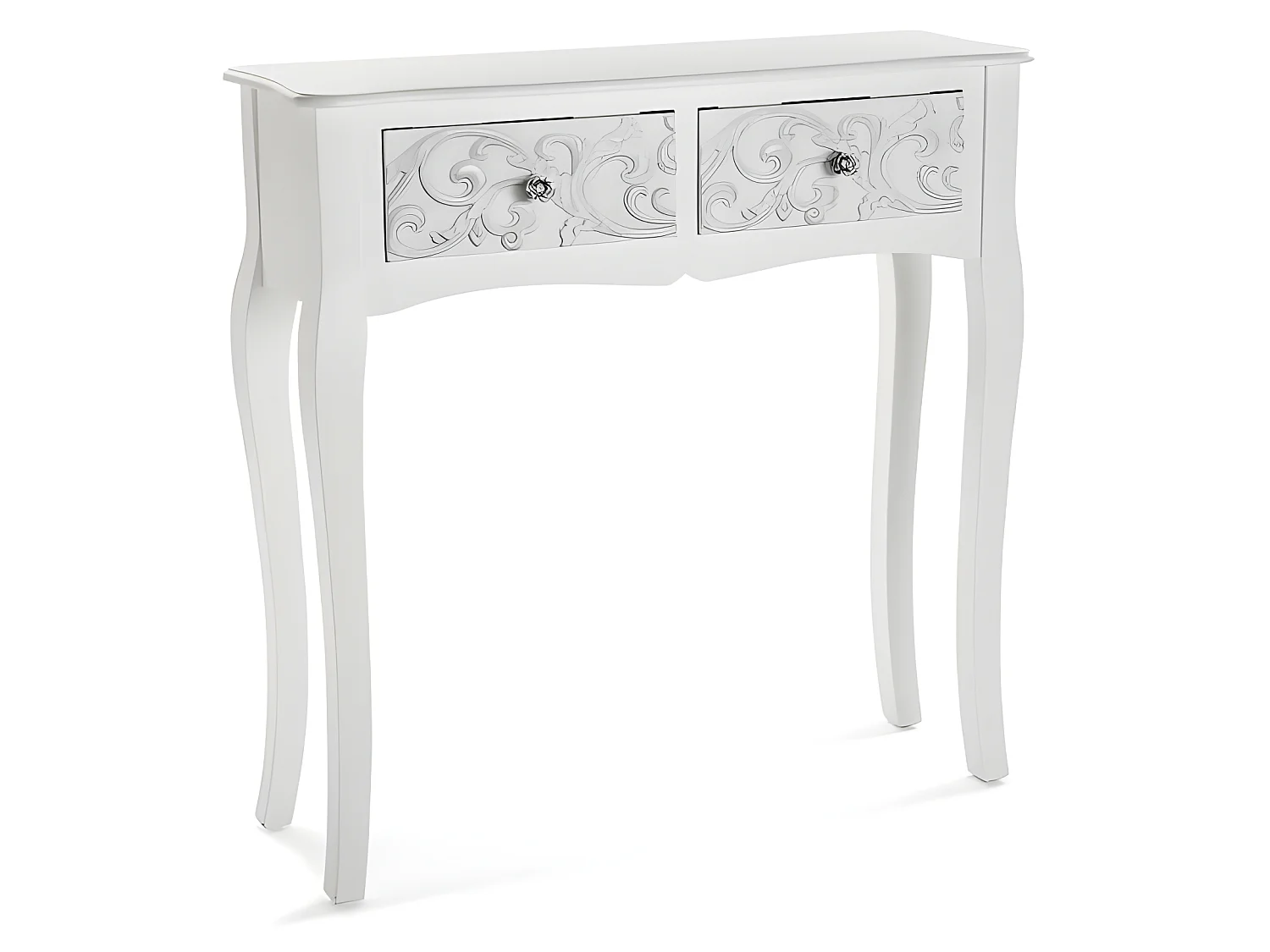 Table Console Anjali, 80 x 25 x 80 cm, Bois, Blanc