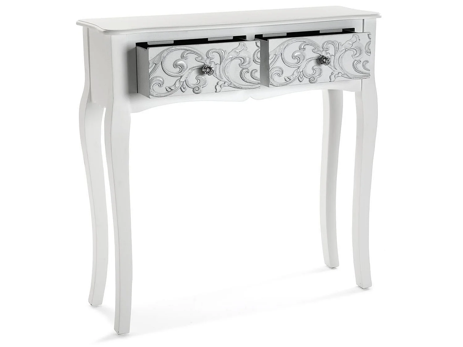 Table Console Anjali, 80 x 25 x 80 cm, Bois, Blanc